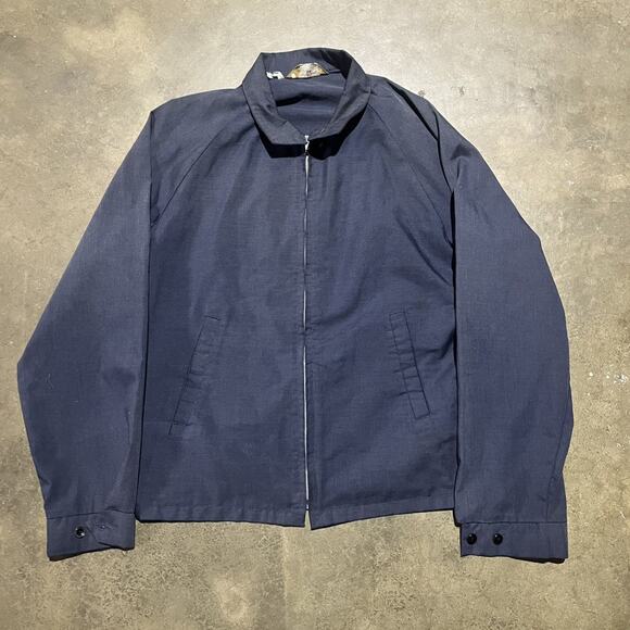 Vintage 70s Towncraft Navy Boxy Light Bomber Jacket - Picture 1 of 4